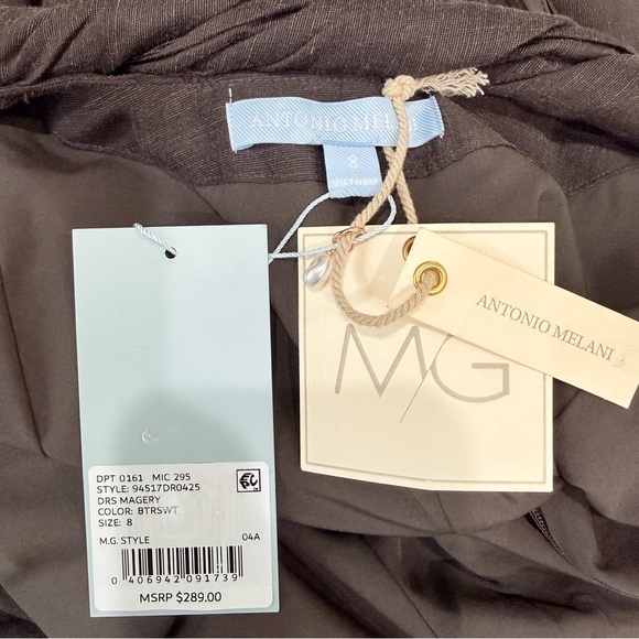 Antonio Melani M.G. Style Margery Brown Linen Blend Scoop Neck A-Line Maxi Dress - Picture 13 of 16